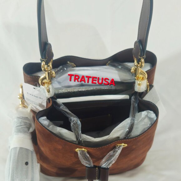 NWT Coach Rowan Bucket Bag Suede Vintage Brown CCC78 Authentic Packed - Picture 15 of 16